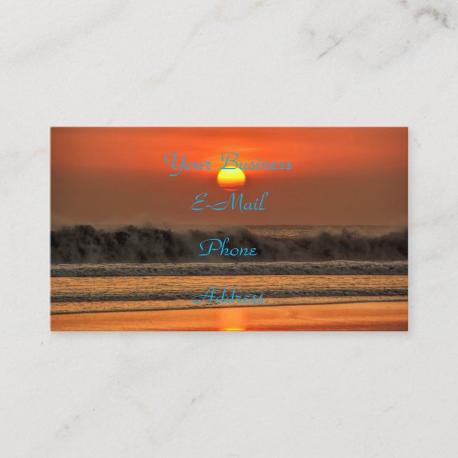 Carte De Visite Coucher du soleil de vague de mer de plage (Devant)