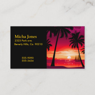 Carte De Visite Coucher du soleil Shimmery magnifique et voilier