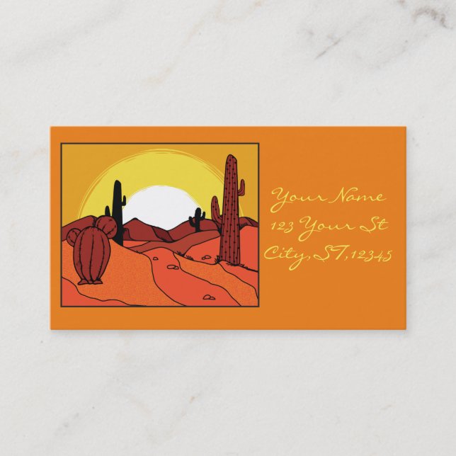 Carte De Visite Coucher du soleil Thunder_Cove de cactus de désert (Devant)