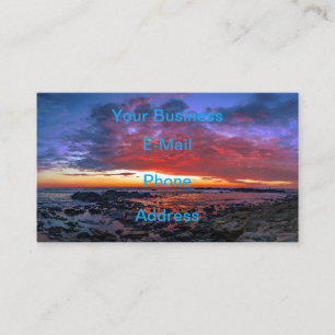 Carte De Visite Coucher du soleil tropical sur la plage rocheuse