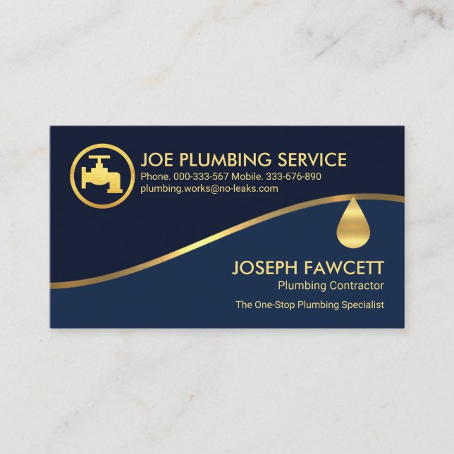 Carte De Visite Couches d'ombres bleues Gold Wave (Devant)