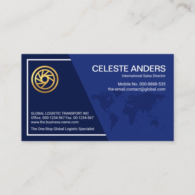 Carte De Visite Couches Globales Bleues PDG Cadre Blanc (Devant)