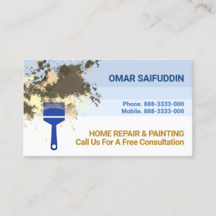 Carte De Visite Couches murales bleues Peeling Paint Splatter