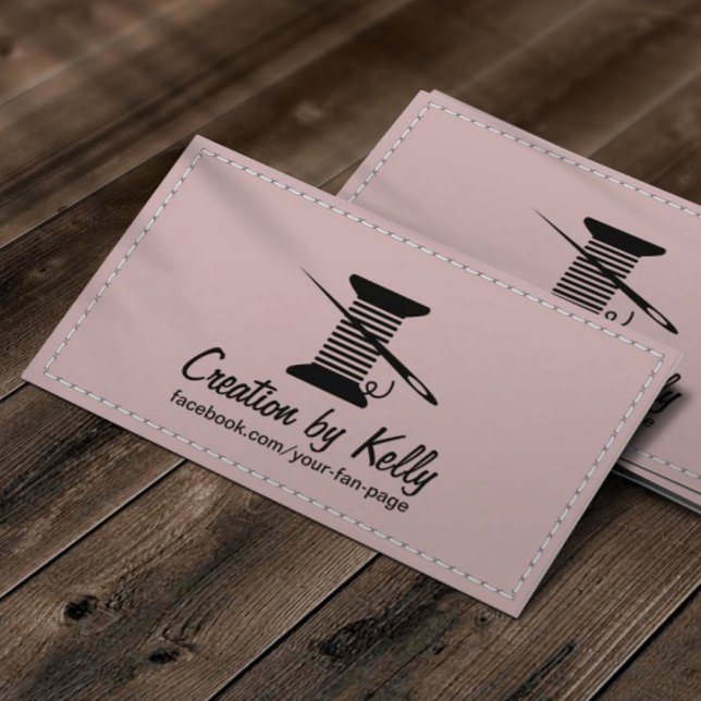 Carte De Visite Coudre Seamstress artisan fabricant Dusty rose (Créateur téléchargé)