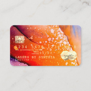 Carte De Visite couleur chaleureuse de l'encre d'aquarelle orange 