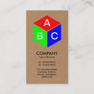 Carte De Visite Couleur Cube - Initiales - Carton