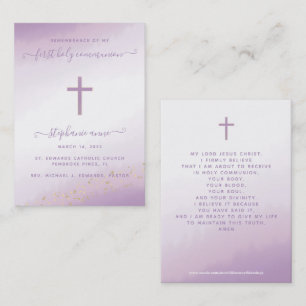 Carte De Visite Couleur d'aquarelle croisée communion