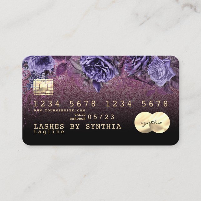 Carte De Visite Couleur d'aquarelle florale tendance Lashes (Devant)