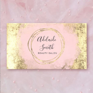 Carte De Visite Couleur d'eau rose en cercle FAUX sur or FAUX