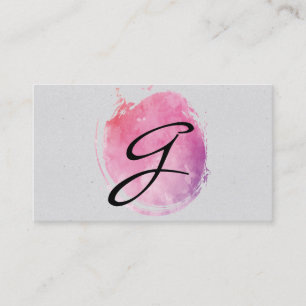 Carte De Visite Couleur d'eau rose Monogramme Texte fantaisie