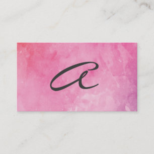Carte De Visite Couleur d'eau rose Monogramme Texte fantaisie