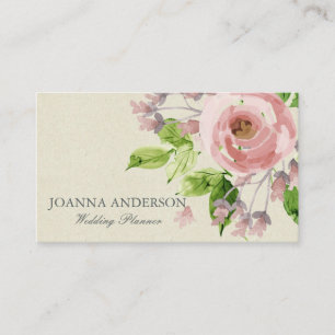 CARTE DE VISITE COULEUR D'EAU VERT ROSE BLANC DOUX FLORALE