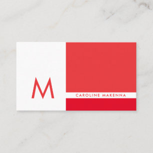 Carte De Visite Couleur monographique Bloc rouge et blanc professi