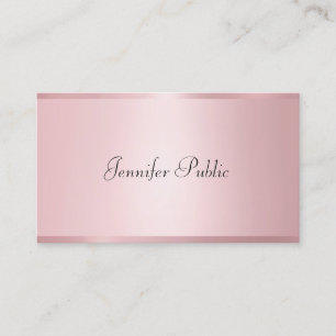 Carte De Visite Couleur or Rose Conception moderne manuscrite