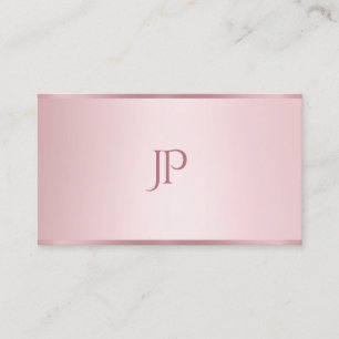 Carte De Visite Couleur or rose Moderne Minimaliste Monogramme