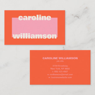 Carte De Visite Couleur Orange Rose Bloc Coloré Marque Personnelle