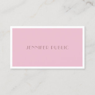 Carte De Visite Couleur Rose Élégante Design Minimaliste Moderne U