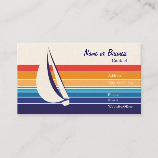 Carte De Visite Couleur Square_Template de bateau (Devant)