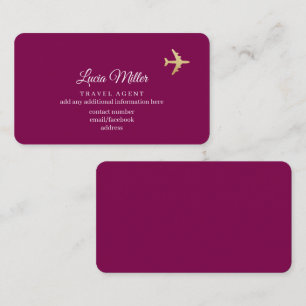 Carte de visite couleur vin pour un agent de voyag