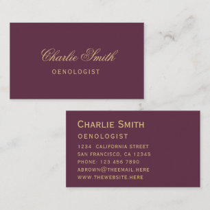 Carte De Visite Couleur Vin simple Golden Elegant Script Business 