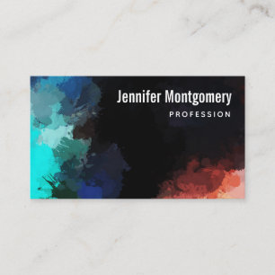 Carte De Visite Couleurs Abstraites en Turquoise Orange et Noir