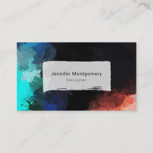 Carte De Visite Couleurs Abstraites en Turquoise Orange et Noir