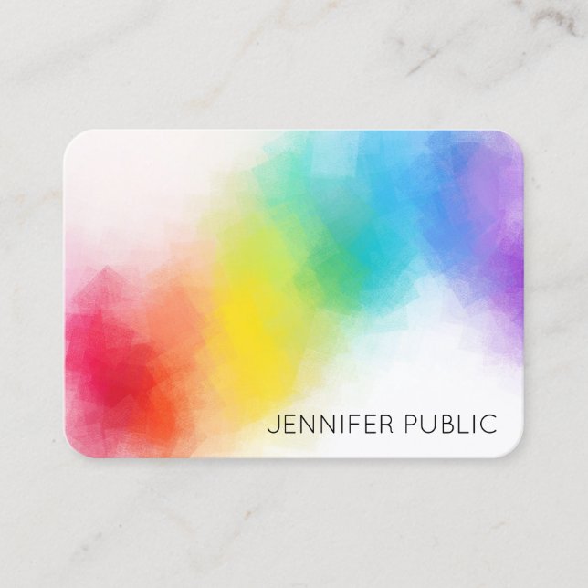 Carte De Visite Couleurs Arc-en-ciel Abstrait Modèle Élégant (Devant)