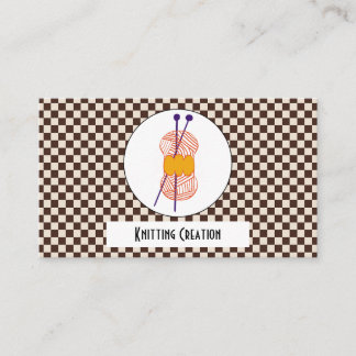 Carte De Visite Couleurs café Brown Chèques beige Motif & Knittin