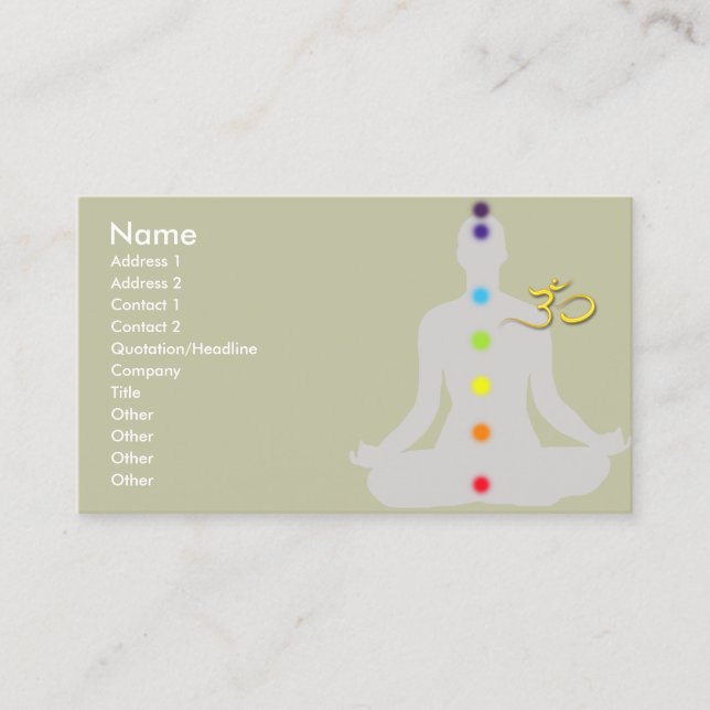 Carte de visite, couleurs Chakra et symbole om (Devant)
