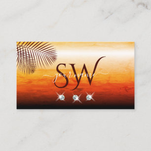 Carte De Visite Couleurs d'eau couché de soleil Palm Diamants Feui