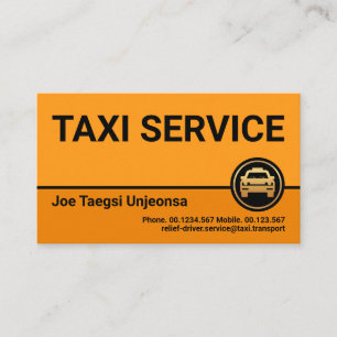 Carte De Visite Couleurs élégantes de Taxi Jaune Professionnel