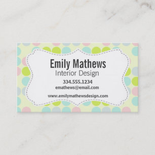 Carte De Visite Couleurs en pastel, motif de point