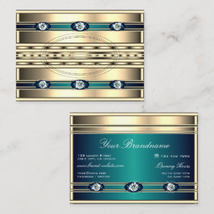 Carte De Visite Couleurs Gold et Bleu de luxe avec Faux Rhinestone