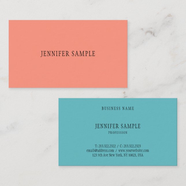 Carte De Visite Couleurs modernes élégantes et tendance Simple Pro (Devant / Derrière)