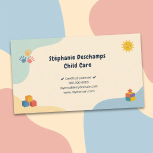 Carte De Visite Couleurs Pastel - Garde d'Enfants