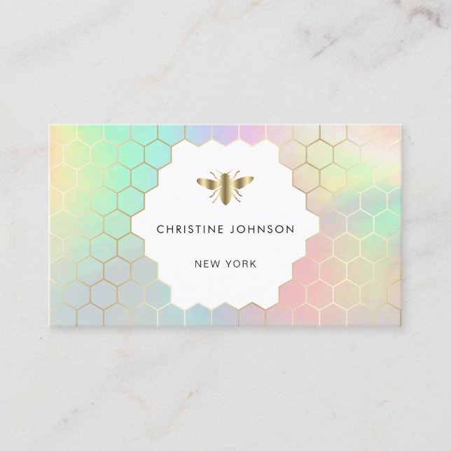 Carte De Visite couleurs pastel honeypeb hexagones abeille logo (Devant)