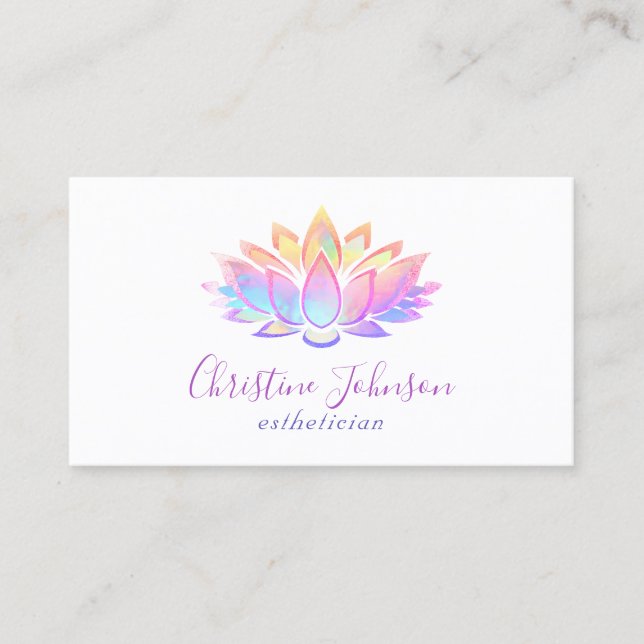 Carte De Visite couleurs pastel lotus design (Devant)