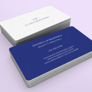 Carte De Visite Couleurs réversibles bleu marine et blanc minimali