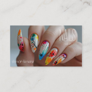 Carte De Visite Couleurs Splatt Peinture Clou Art Manicuriste Fidé