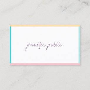 Carte De Visite Couleurs tendance Script à la main Simple Modèle m