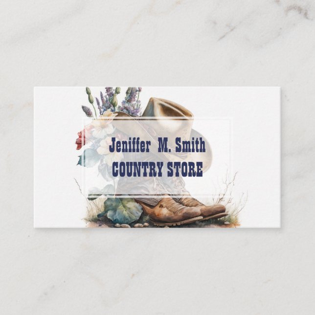 Carte De Visite Country Cowgirl Boots Flower Hat Texas (Devant)