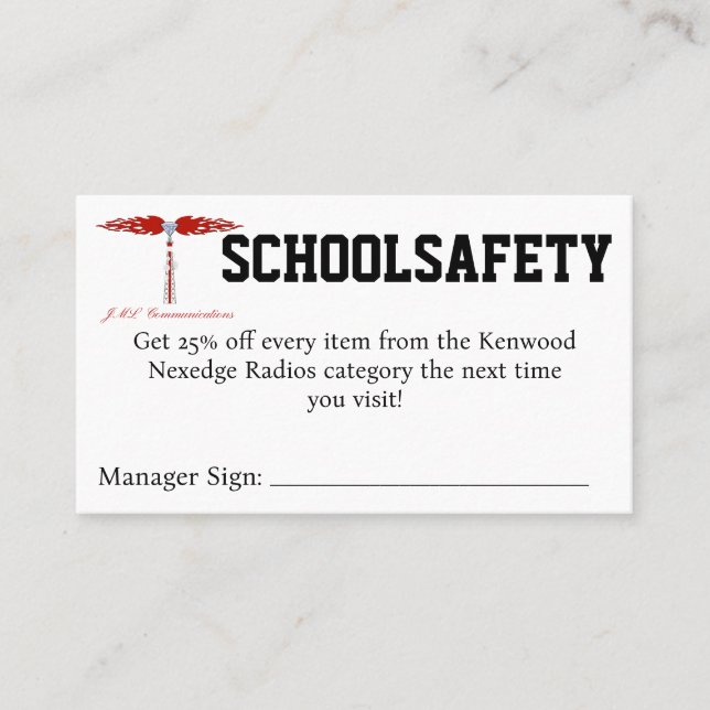 CARTE DE VISITE COUP DE SÉCURITÉ SCOLAIRE (Devant)