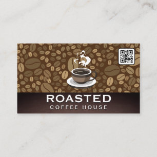 Carte De Visite Coupe de café à la vapeur   Code QR   Haricots