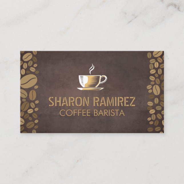 Carte De Visite Coupe de café | Haricots à café (Devant)