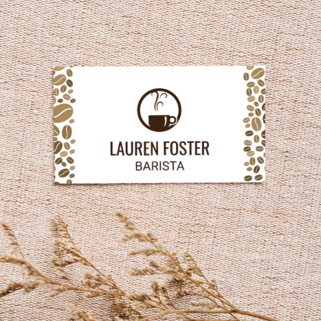 Carte De Visite Coupe de café vapeur | Haricots à café (Créateur téléchargé)
