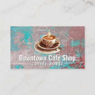 Carte De Visite Coupe de café vapeur   Ville Skyline