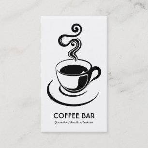 Carte De Visite Coupe de café Vertical - Noir sur Blanc