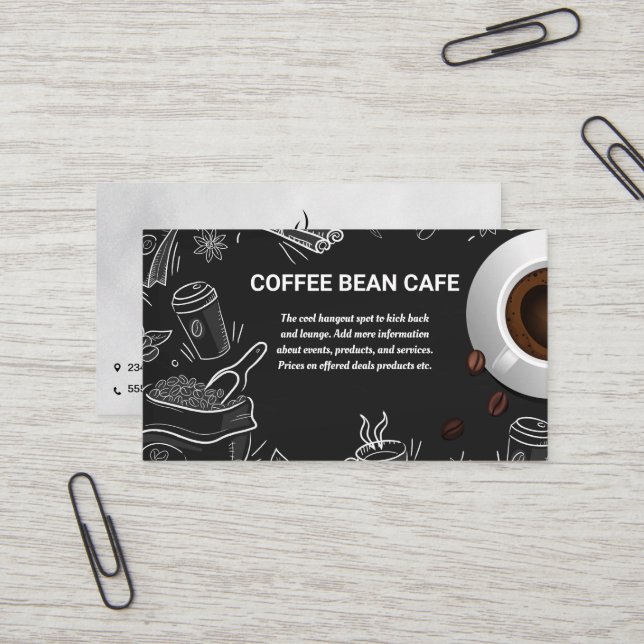 Carte De Visite Coupe du café | Illustrations Café (Devant/Arrière en situation)