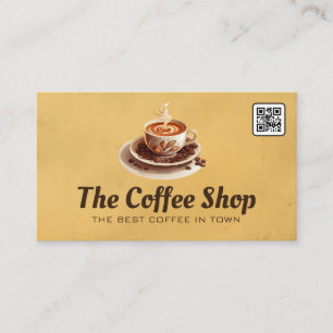 Carte De Visite Coupe et soucoupe de café fraîchement brassée