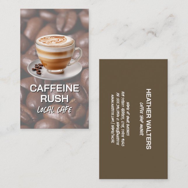 Carte De Visite Coupe Gastronomique De Café | Fèves de café (Devant / Derrière)